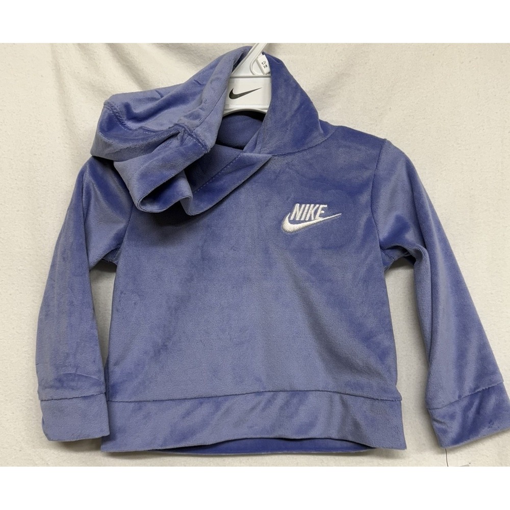 Girls Nike Plush Long Sleeve Hooded Top 12mo Light Thistle Color (Top Only) New